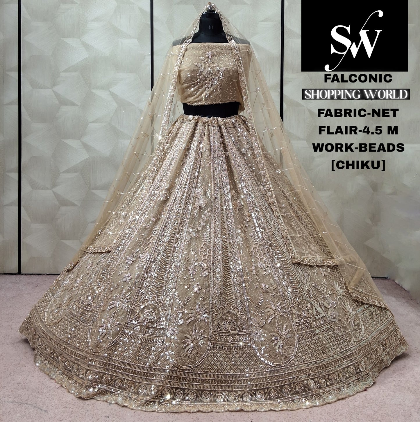 Morpeach Blue Net Lehenga