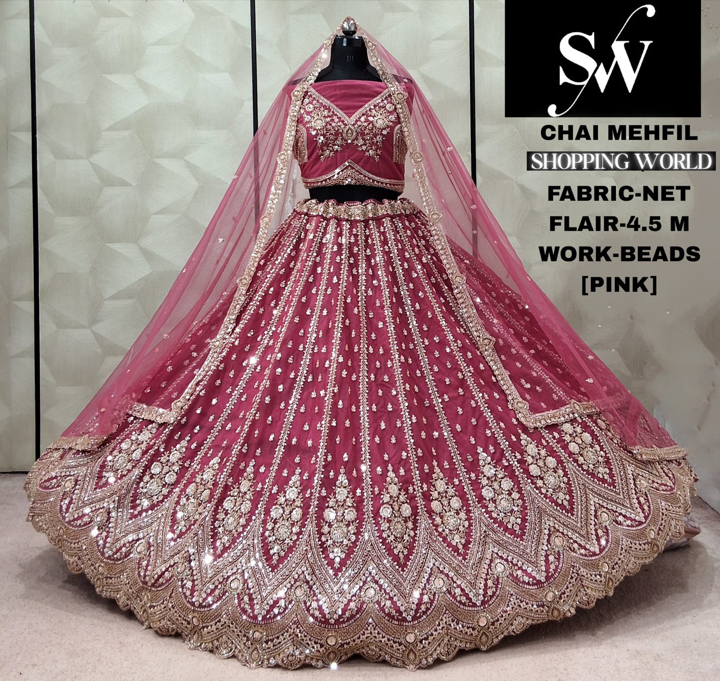 Maroon Net Lehenga