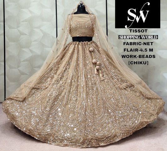 Rust Orange Net Lehenga
