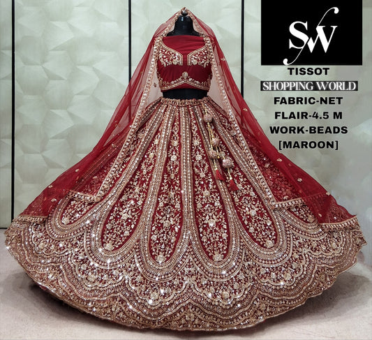 Maroon Net Lehenga