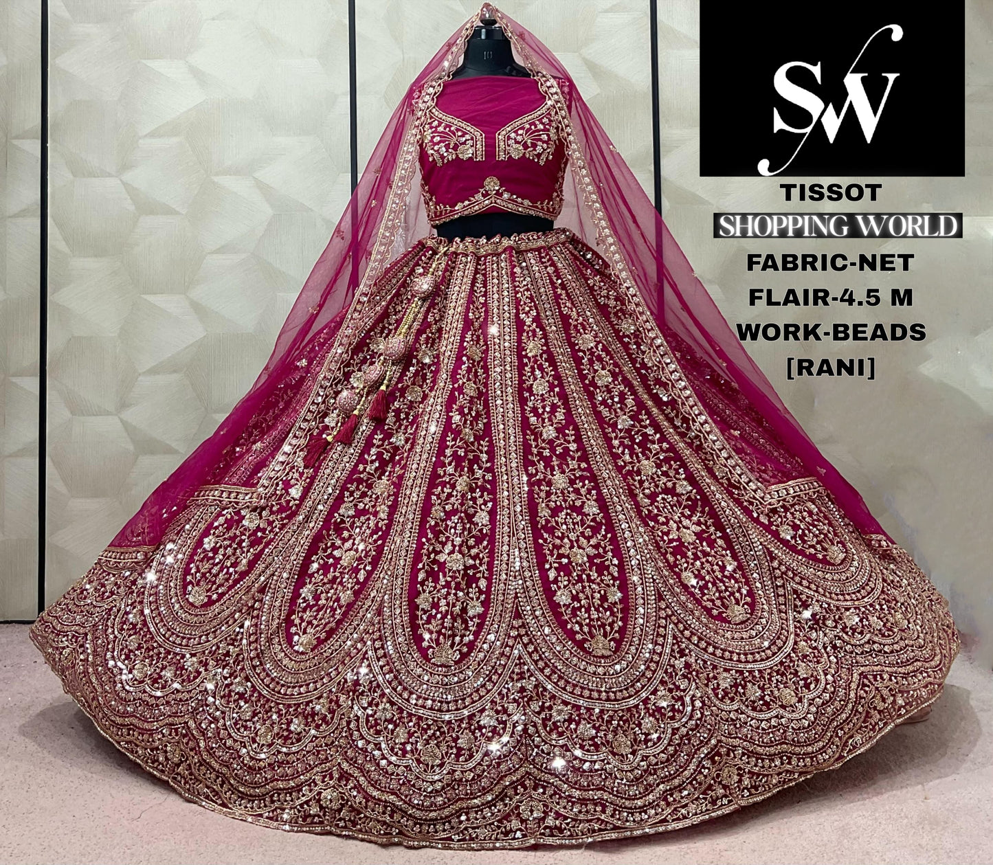 Rust Orange Net Lehenga