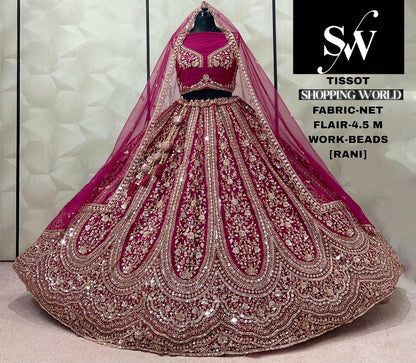 Rust Orange Net Lehenga