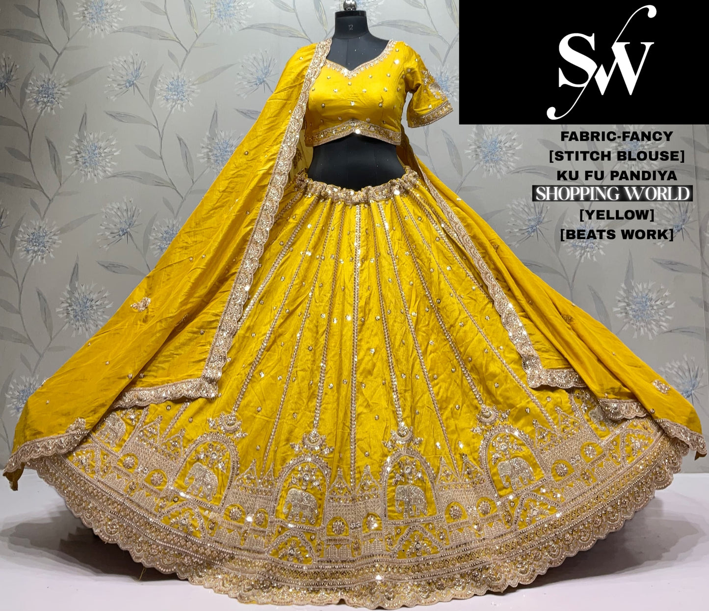 Yellow Haldi Mehendi Fancy Lehenga
