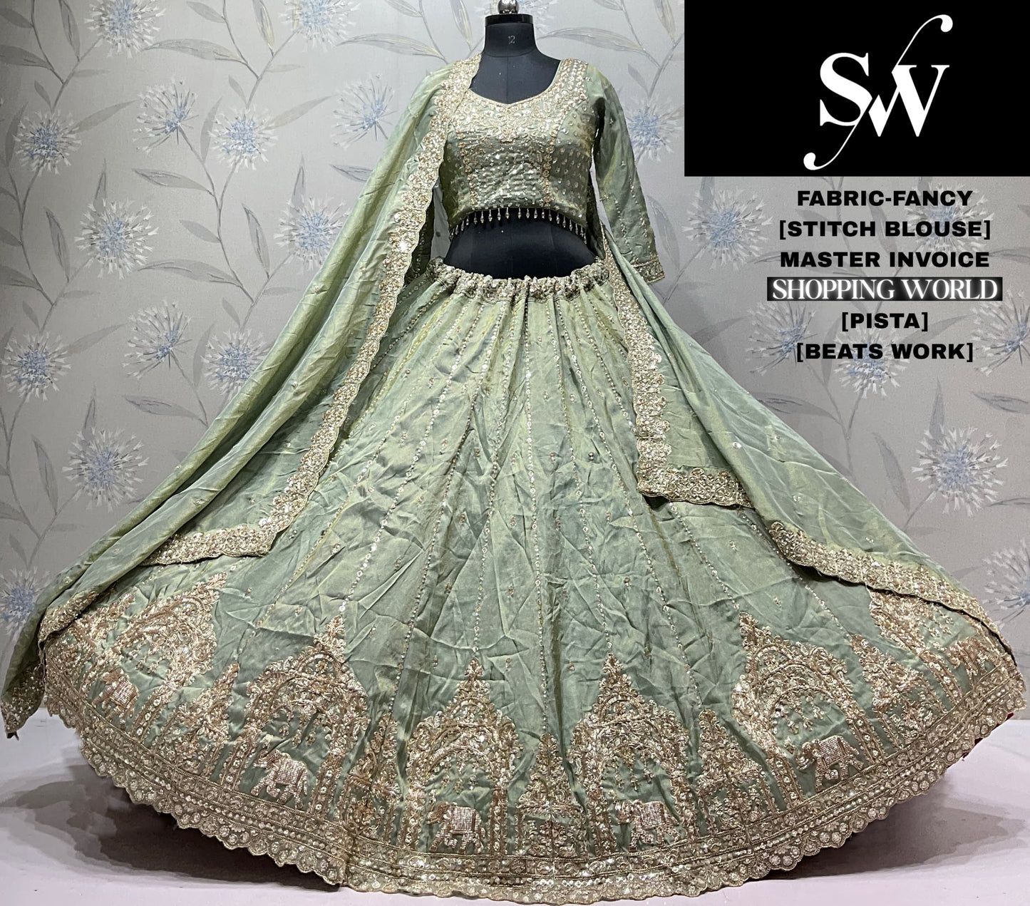 Pista Green Fancy Lehenga