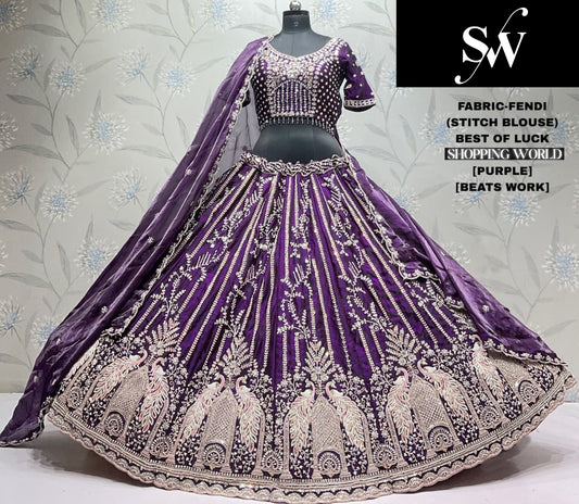 Purple Fendi Peacock Lehenga