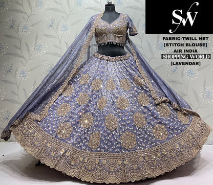 Onion Pink Twill Net Lehenga