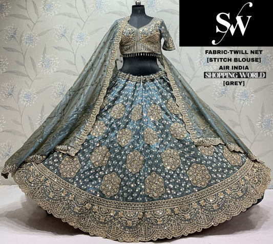 Onion Pink Twill Net Lehenga