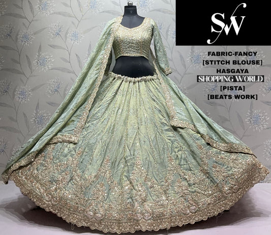 Pista Green Fancy Lehenga