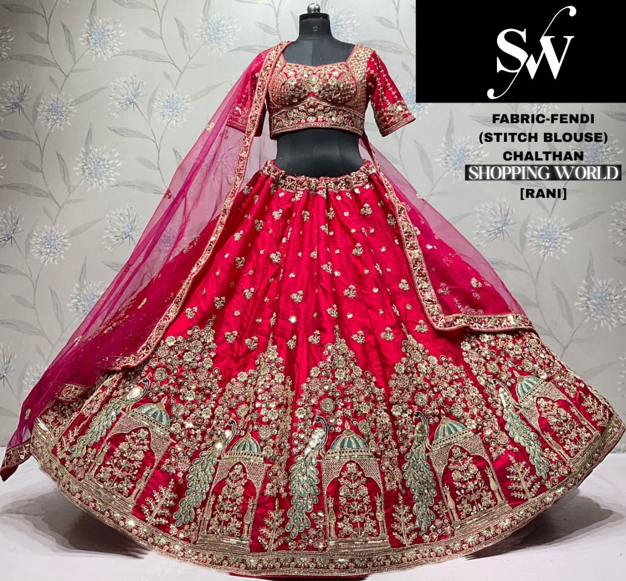Rani Pink Fendi Peacock Lehenga