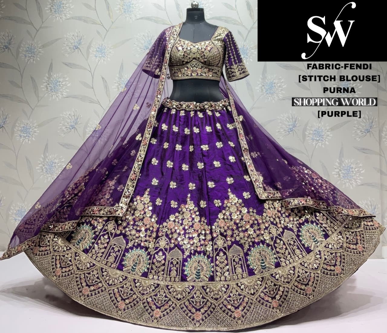 Purple Fendi Peacock Lehenga