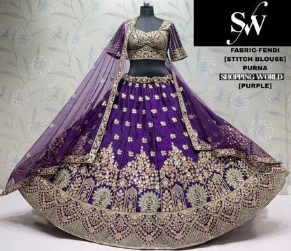 Purple Fendi Peacock Lehenga