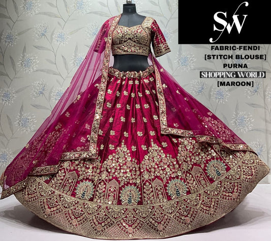 Maroon Fendi Peacock Lehenga