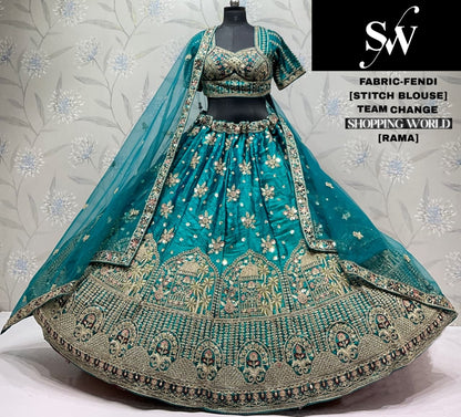 Rama Green Fendi Lehenga
