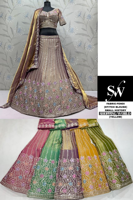 Pink Green Yellow Purple Fendi Lehenga