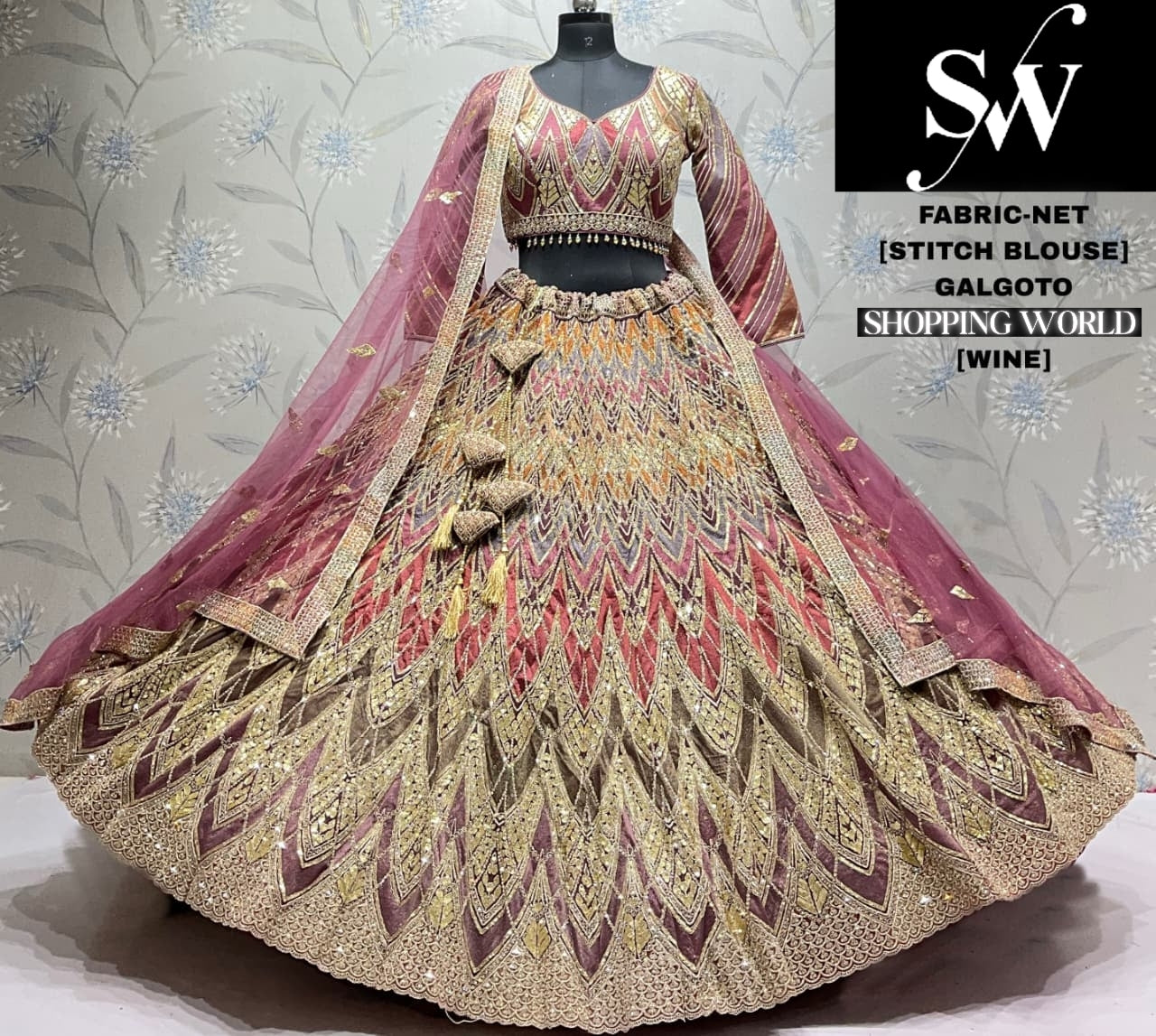 Wine Net Lehenga