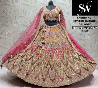 Mustard Net Lehenga