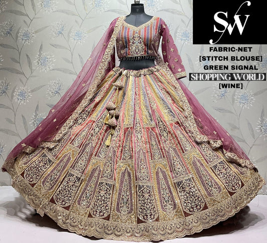 Gajri Pink Net Lehenga