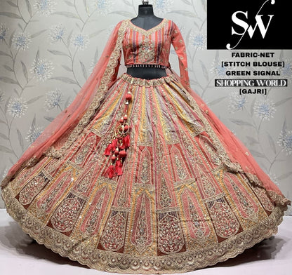 Mustard Net Lehenga