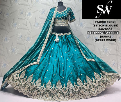 Firozi Blue Fendi Lehenga