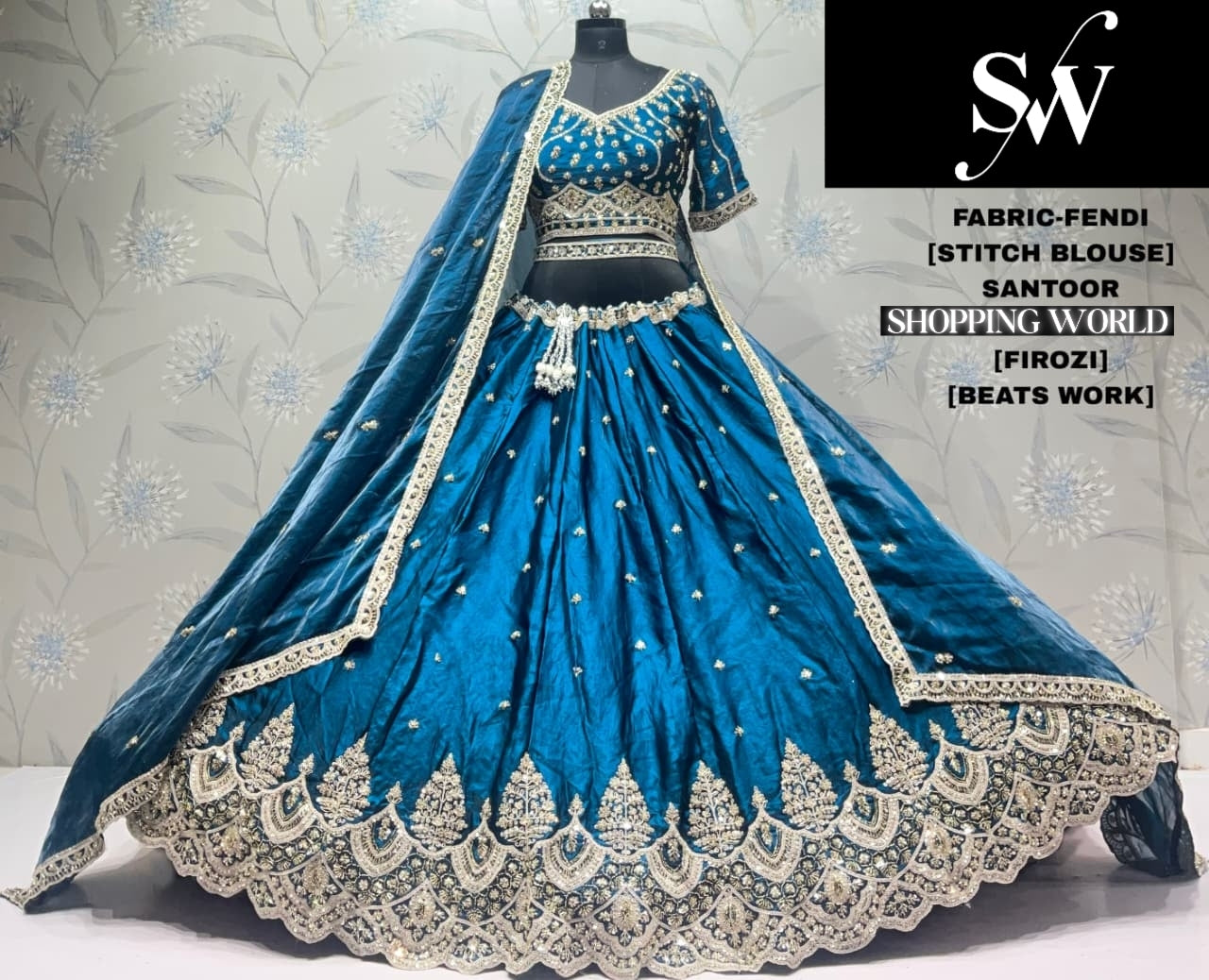 Firozi Blue Fendi Lehenga