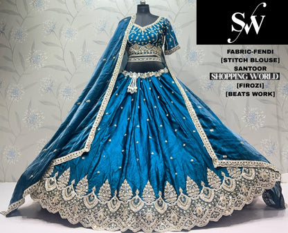 Firozi Blue Fendi Lehenga