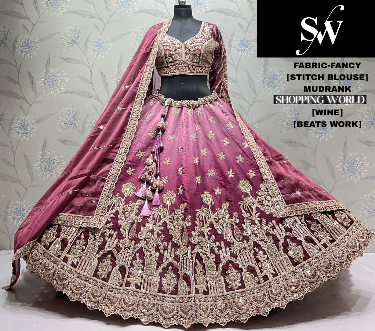 Wine Fancy Lehenga