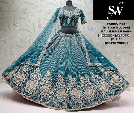 Blue Net Lehenga