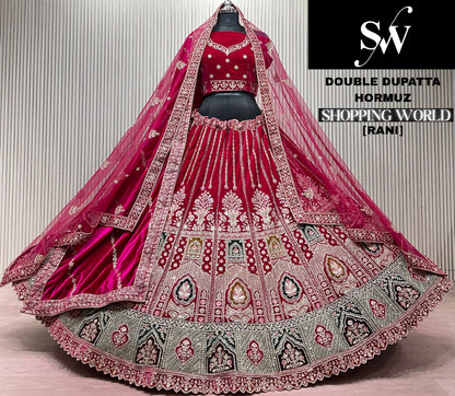 Light Maroon Peacock Double Dupatta Peacock Bridal Lehenga