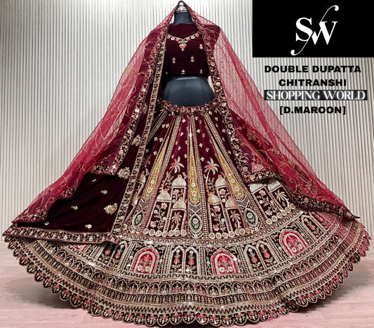 Light Maroon Peacock Double Dupatta Peacock Bridal Lehenga