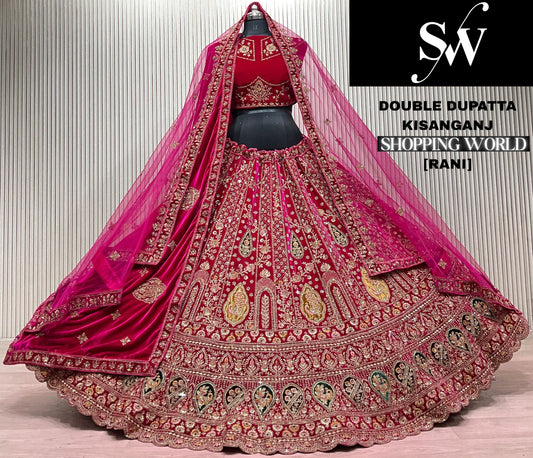 Light Maroon Peacock Double Dupatta Peacock Bridal Lehenga