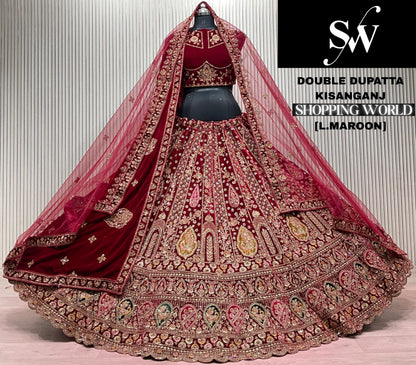 Light Maroon Peacock Double Dupatta Peacock Bridal Lehenga
