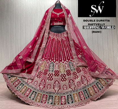 Light Maroon Double Dupatta Bridal Lehenga