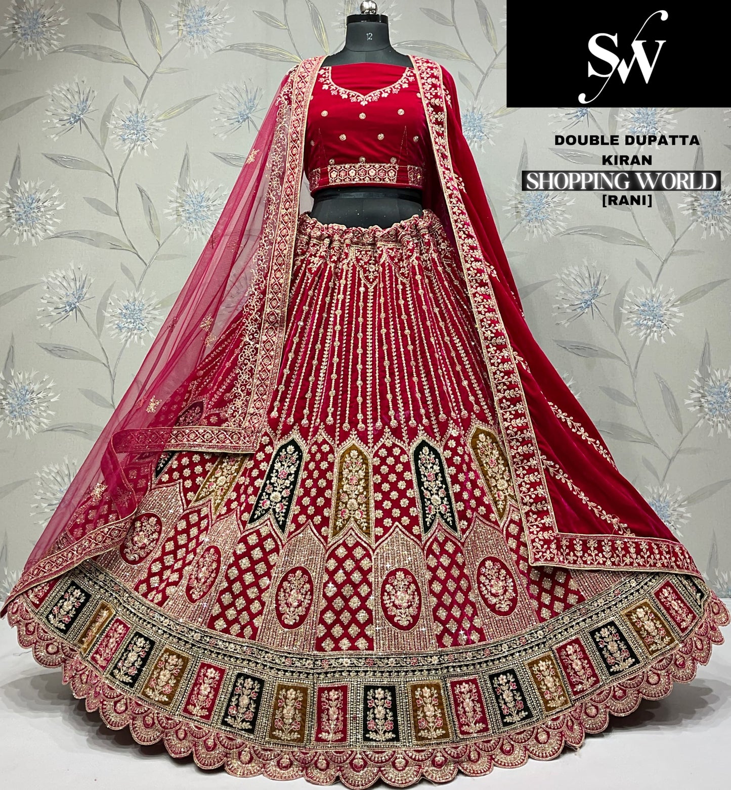 Light Maroon Double Dupatta Bridal Lehenga