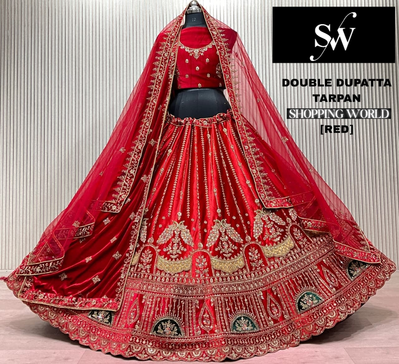 Light Maroon Double Dupatta Bridal Lehenga