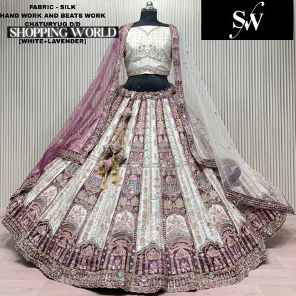 Mehendi Green White Silk Bridal Lehenga