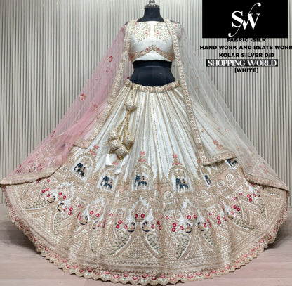 Rust orange Silk Peacock Lehenga