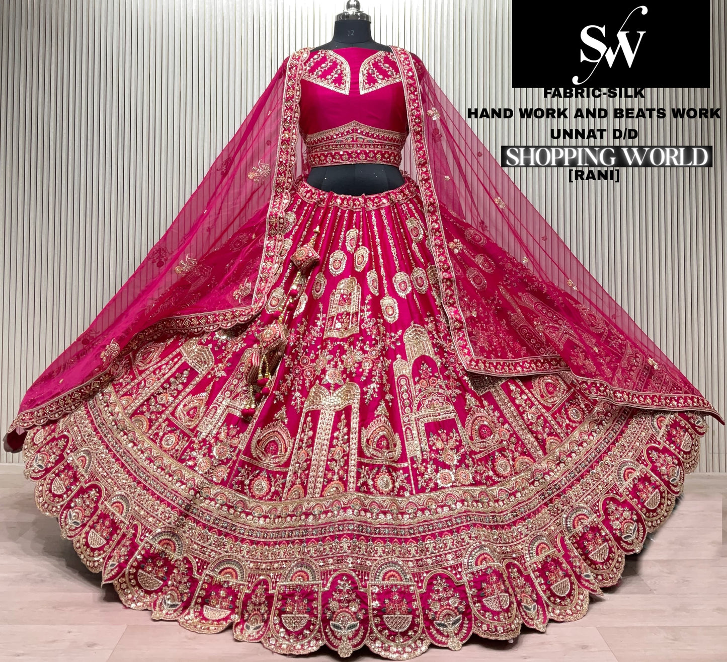 Rani Pink Silk Bridal Lehenga