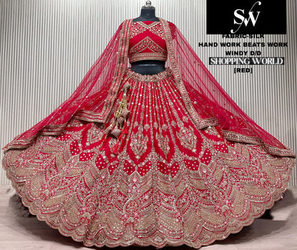 Rani Pink Peacock Silk Bridal Lehenga