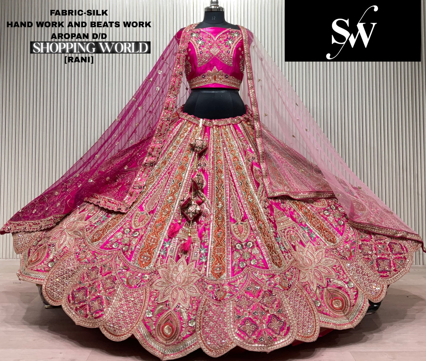 Rani Pink Silk Bridal Lehenga