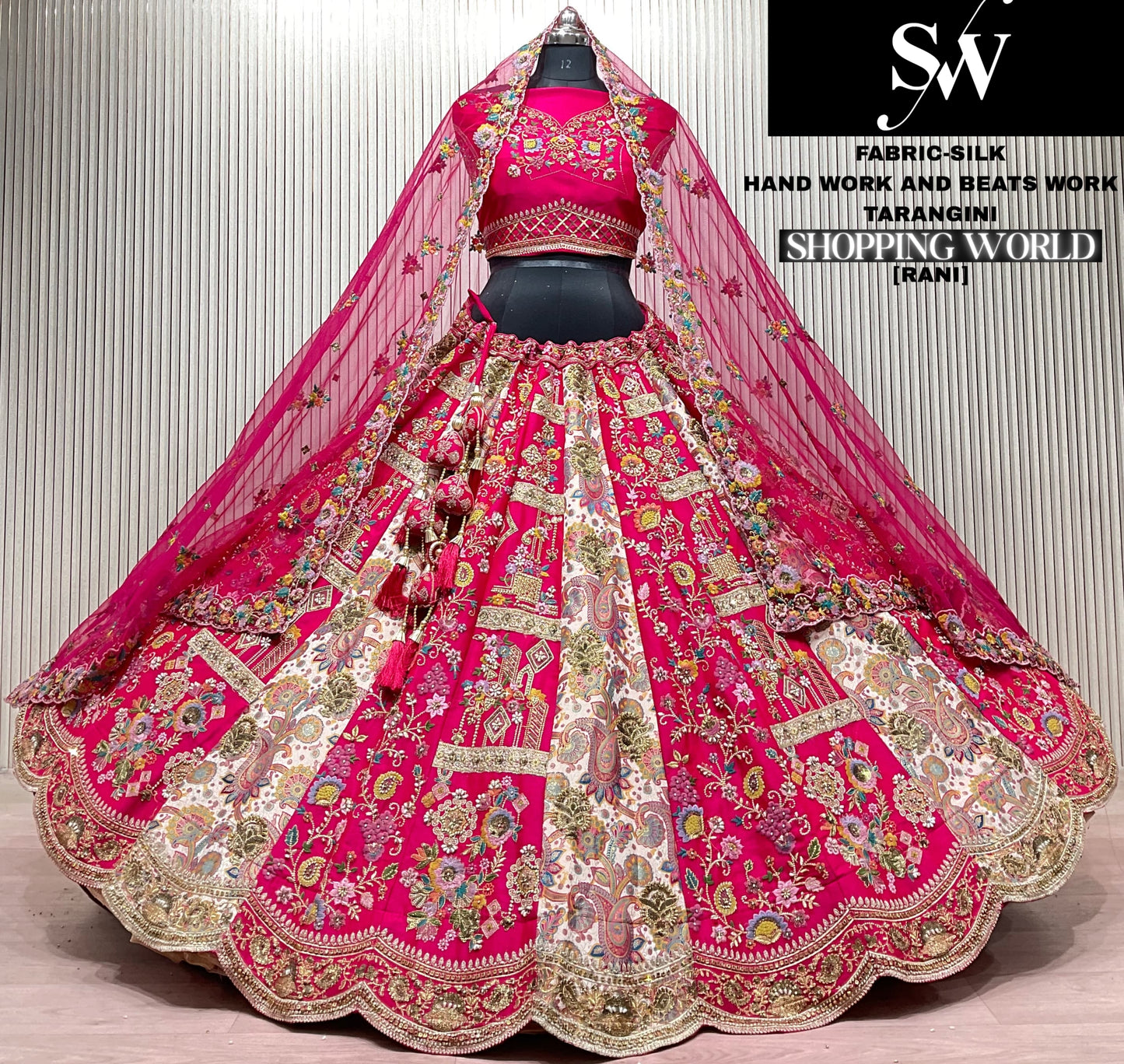 Rani Pink Silk Peacock Bridal Lehenga