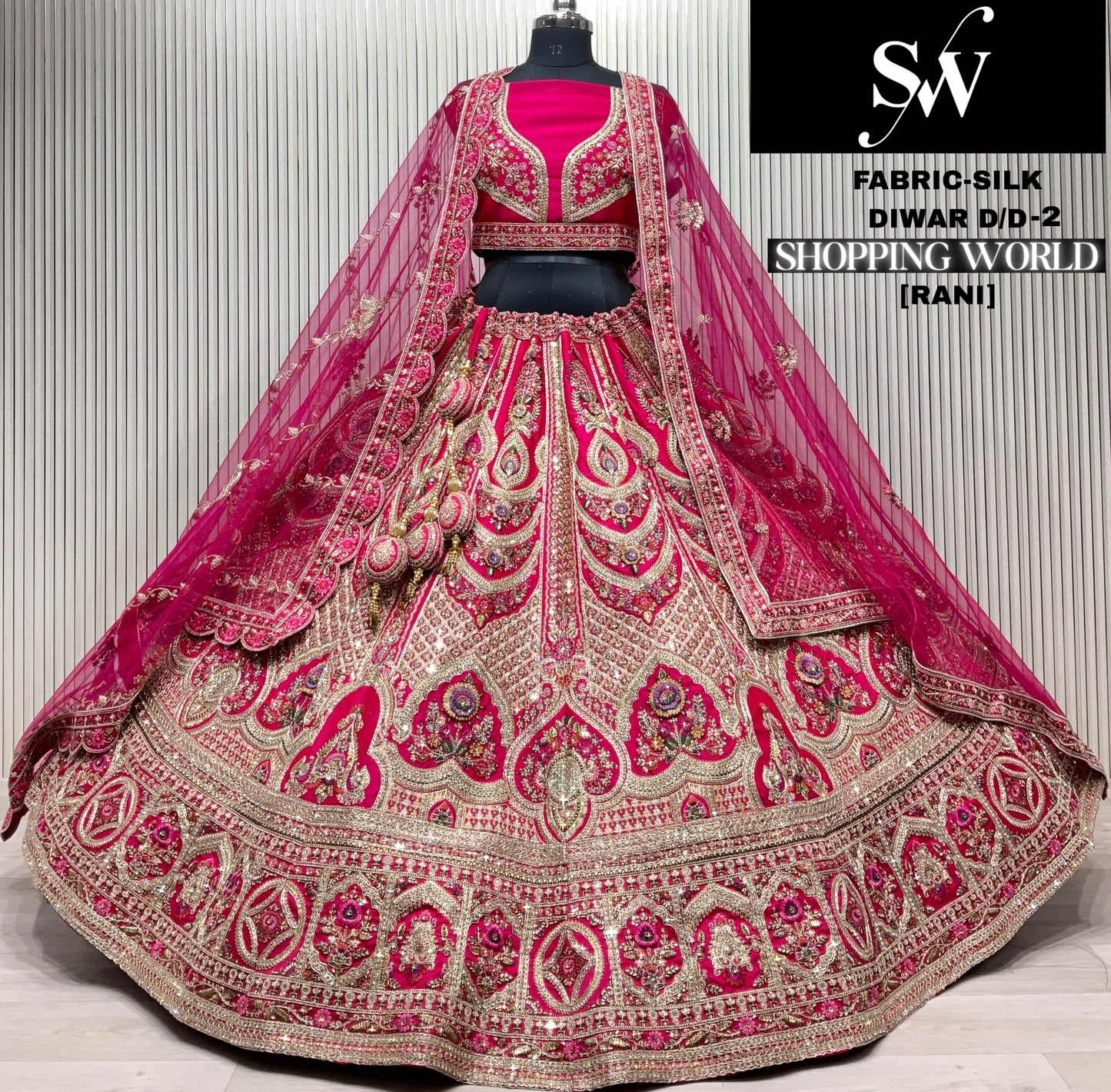 Rani Pink Silk Bridal Lehenga