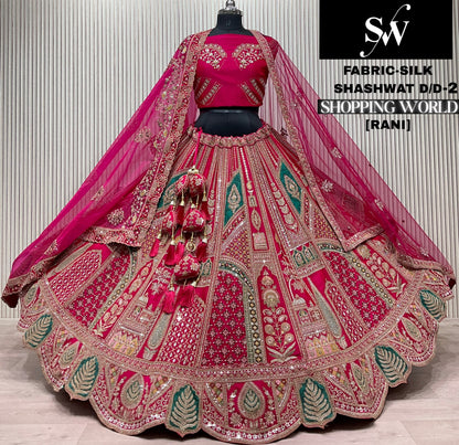 Rani Pink Silk Bridal Lehenga