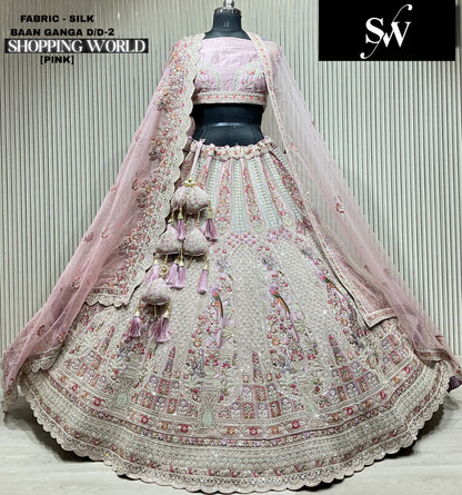Pink Silk Peacock Lehenga