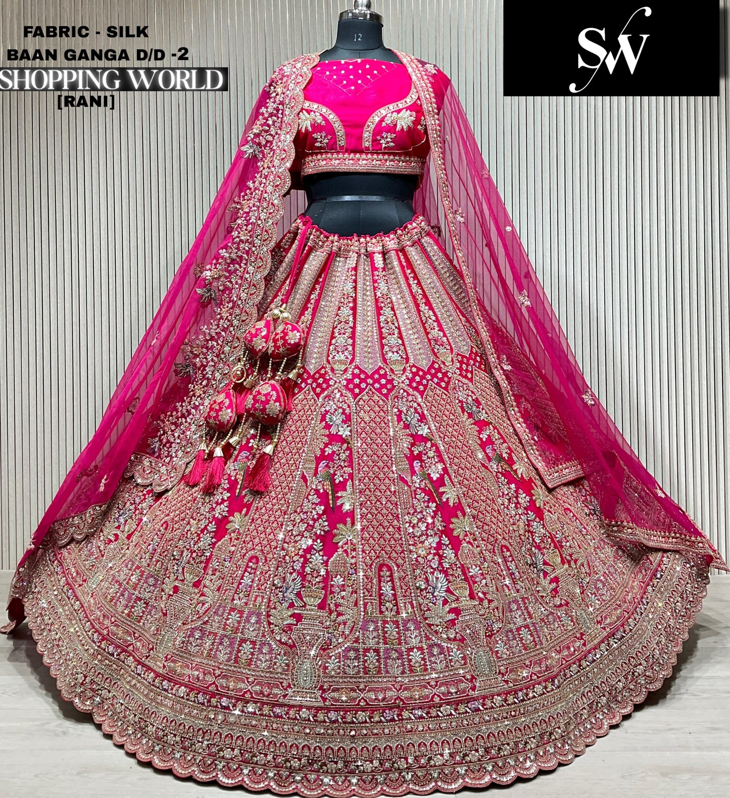 Pink Silk Peacock Lehenga