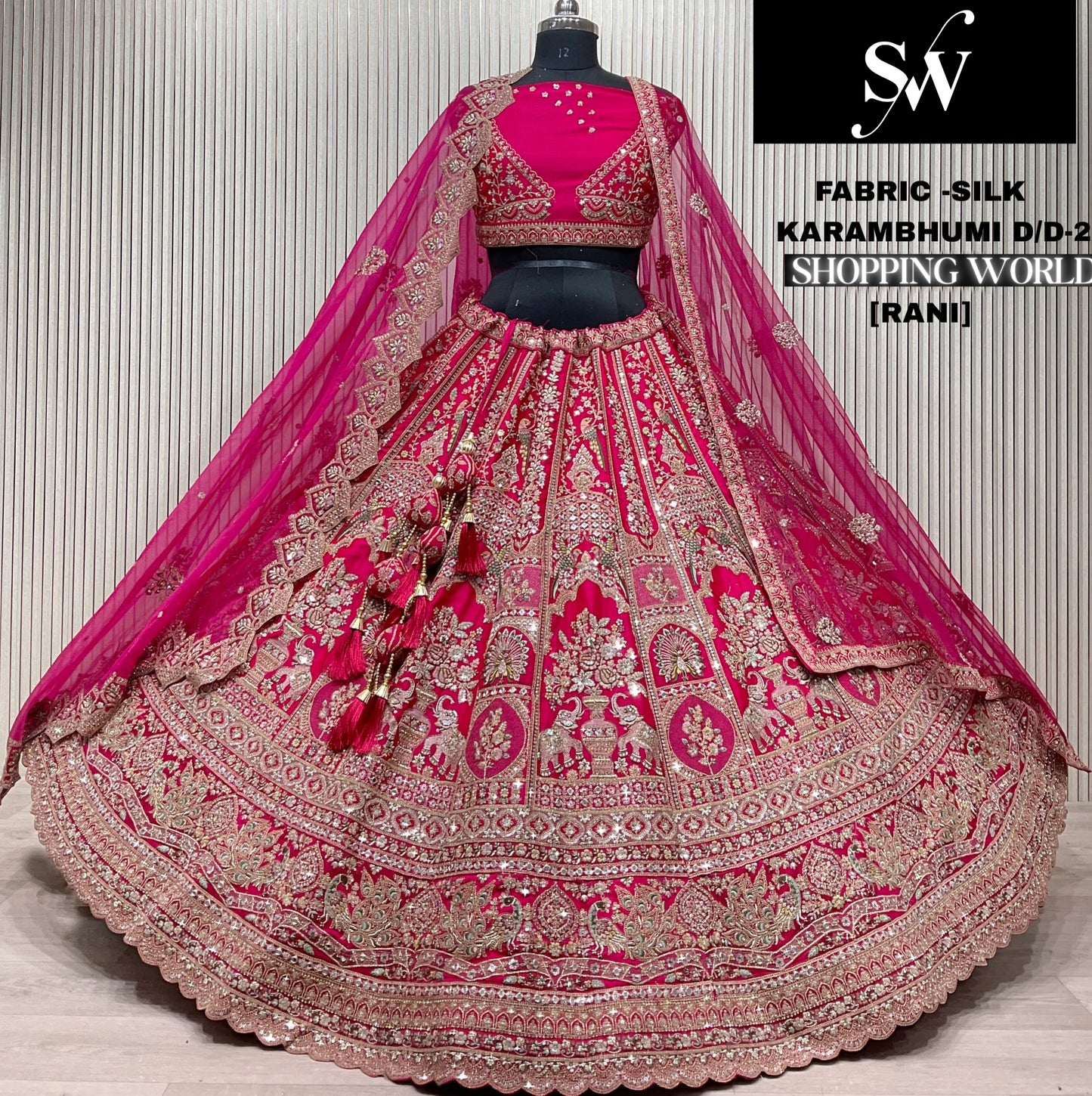 Rani Pink Silk Bridal Lehenga