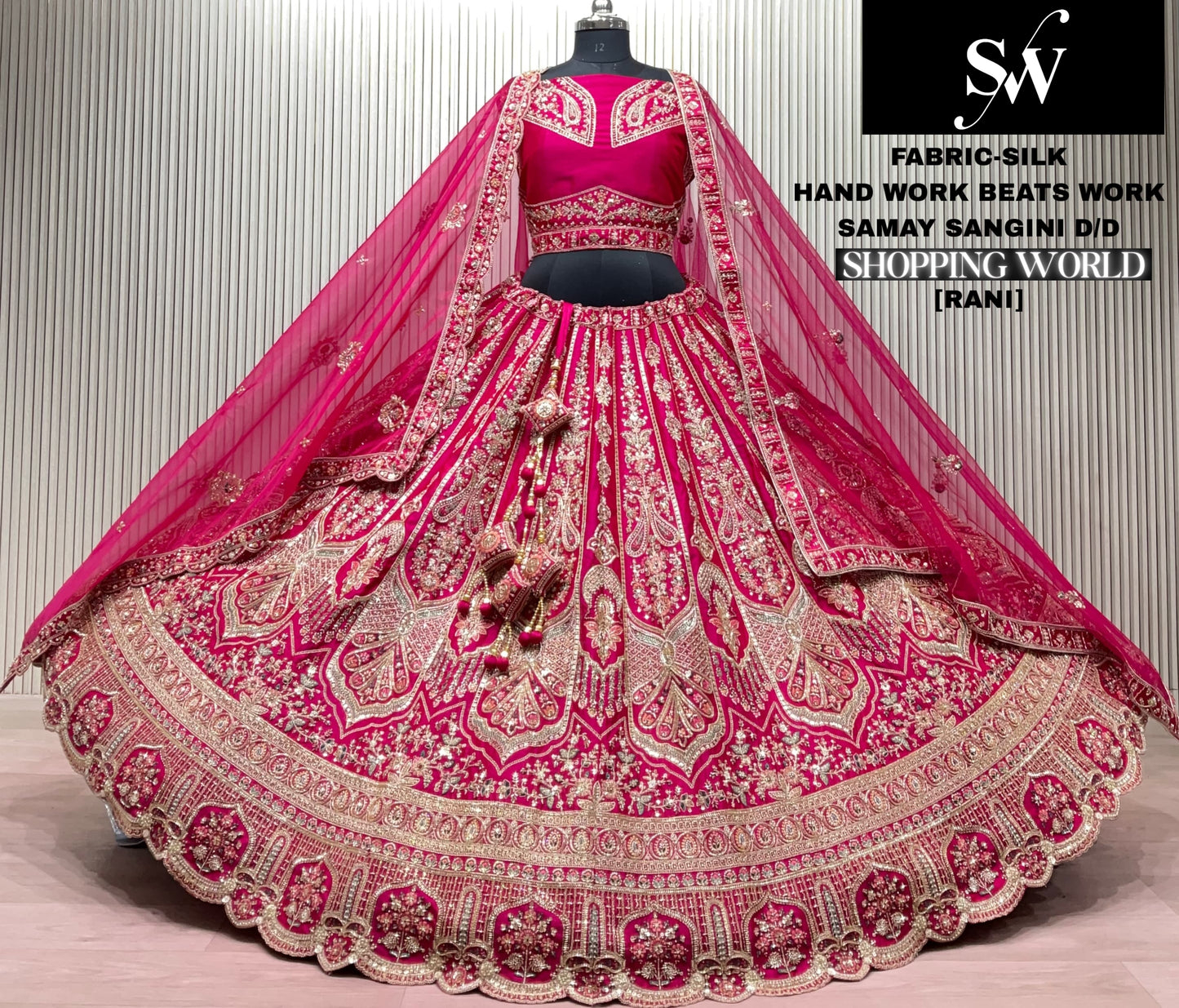 Rani Pink Silk Bridal Lehenga