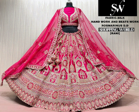 Red Silk Double Dupatta Bridal Lehenga