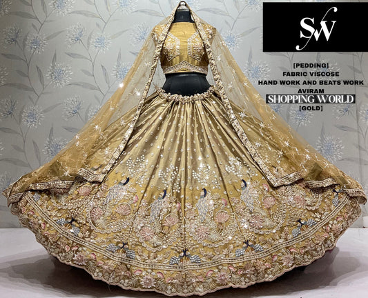 Golden Viscose Peacock Lehenga