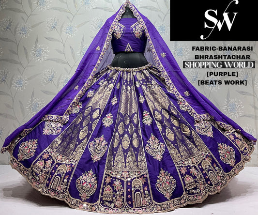 Purple Designer Banarasi Lehenga