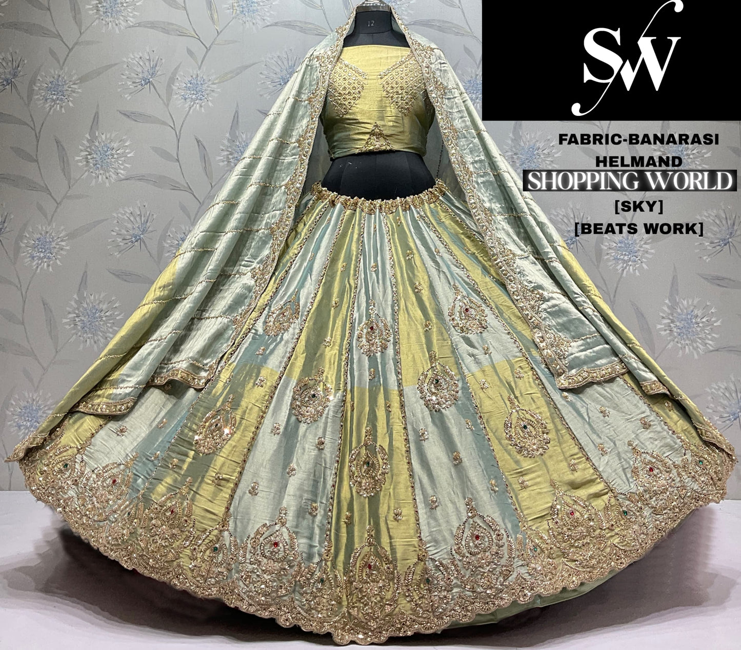 Chiku golden Designer Banarasi Lehenga